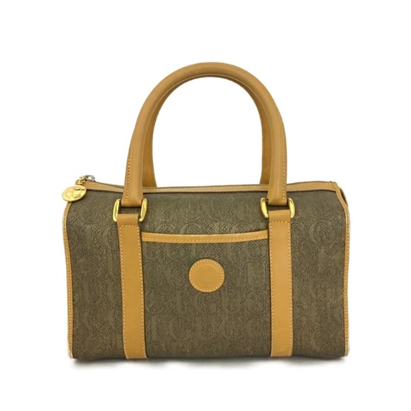 Gucci Handbags - OLD GUCCI Beige Logo Canvas Leather Boston Hand Bag Authentic GUC “milk carton”